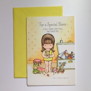 Vtg 70s Hallmark Niece Aunt Uncle "Paper Doll" Greeting Card Joan Walsh Anglund